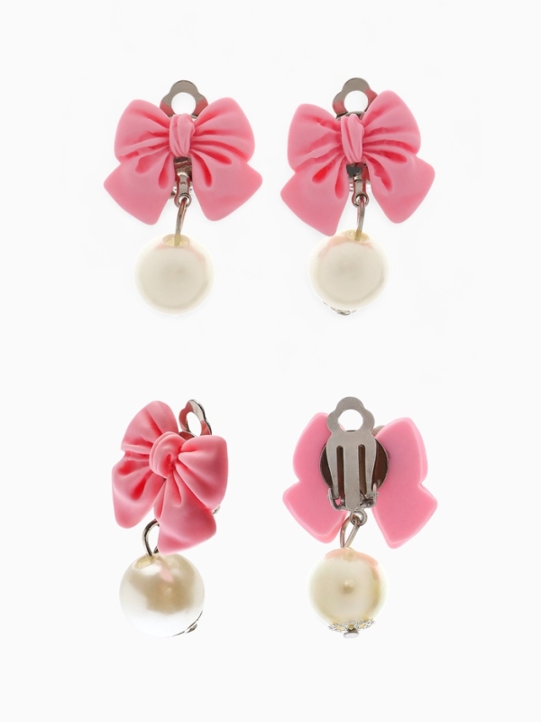 Набор детский Выбражулька «Бант», 4 предмета: кулон, браслет, кольцо, клипсы, бело-розовый Набор детский Выбражулька «Бант», 4 предмета: кулон, браслет, кольцо, клипсы, бело-розовый