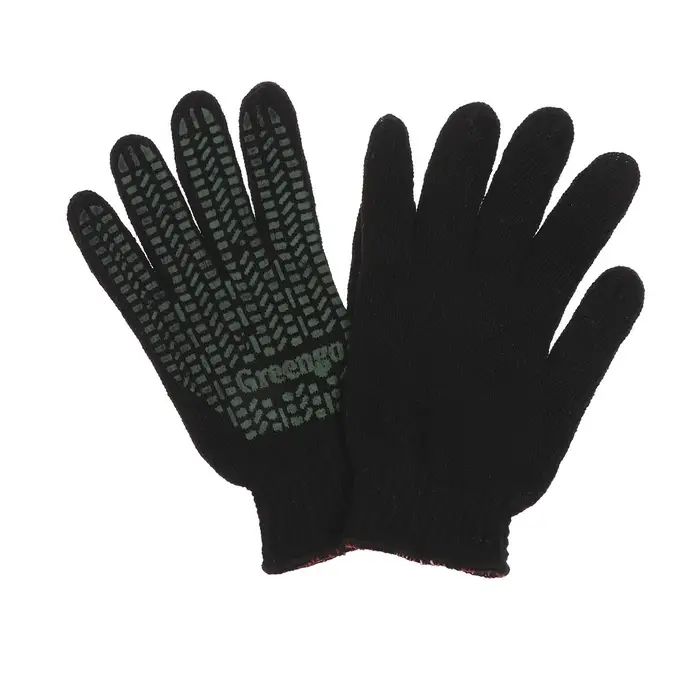 Перчатки рабочие, хб, вязка 7 класс, 2 нити, размер 10, с ПВХ точками, чёрные, Greengo Перчатки рабочие, хб, вязка 7 класс, 2 нити, размер 10, с ПВХ точками, чёрные, Greengo