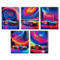 Тетрадь 48 листов, в клетку, Neon Drive, мелованный картон, МИКС