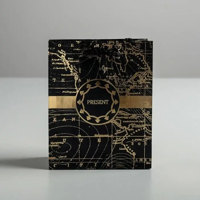 Пакет подарочный ламинированный, упаковка, &laquo;Gold present&raquo;, S 12 х 15 х 5.5 см