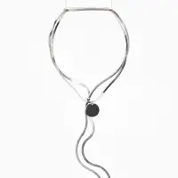 Кулон на затяжке многослойный &laquo;Медальон круг&raquo;, 2 яруса L=40, 70 см, медь, цвет серебро