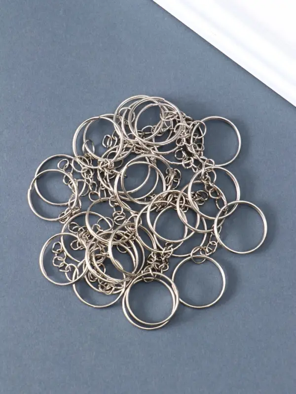 Основа для брелока кольцо металл с цепочкой серебро набор 50 шт 2,4х2,4 см Основа для брелока кольцо металл с цепочкой серебро набор 50 шт 2,4х2,4 см