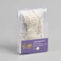 Гирлянда &laquo;Мишура&raquo; 2 м, роса, IP20, серебристая нить, 50 LED, от батареек CR2032&times;2, свечение тёплое белое