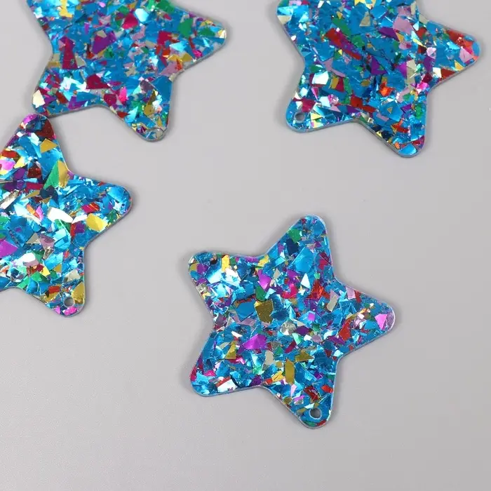 Декор для творчества акрил двусторонний Декор для творчества акрил двусторонний "Блестящая звезда" 3,9х3х0,2 см