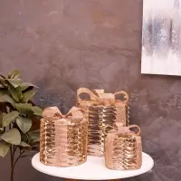 Фигура световая &laquo;Подарки цилиндр бежевые&raquo;, 25&times;20&times;15 см, 90 LED, от батареек AAx8, свечение тёплое белое