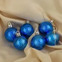 Ёлочные игрушки &laquo;Морозная зима&raquo;, шары новогодние, d=4 см, набор 6 шт., синий