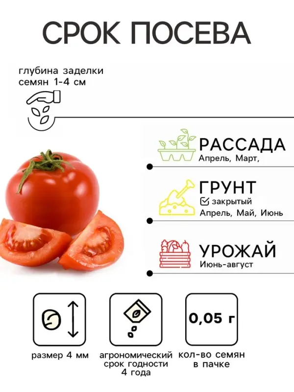 Семена Томат "Гномик", балконный, ранний, детерминантный,низкорослый, 0,05 г