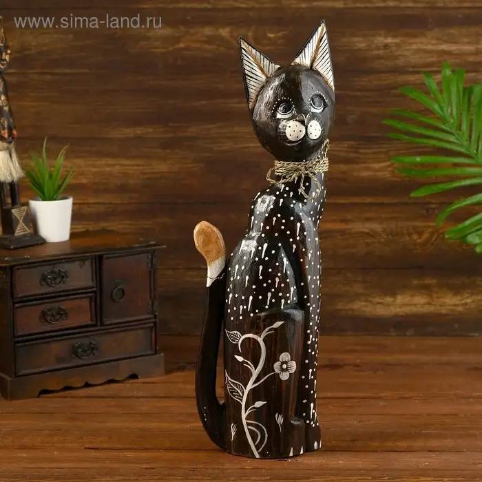 Сувенир дерево "Кошка с цветком и завязкой" 5,5х12х50 см Сувенир дерево "Кошка с цветком и завязкой" 5,5х12х50 см