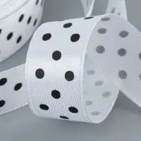 Лента атласная &laquo;Горошек&raquo;, 15 мм, 23&plusmn;1 м, белая №001