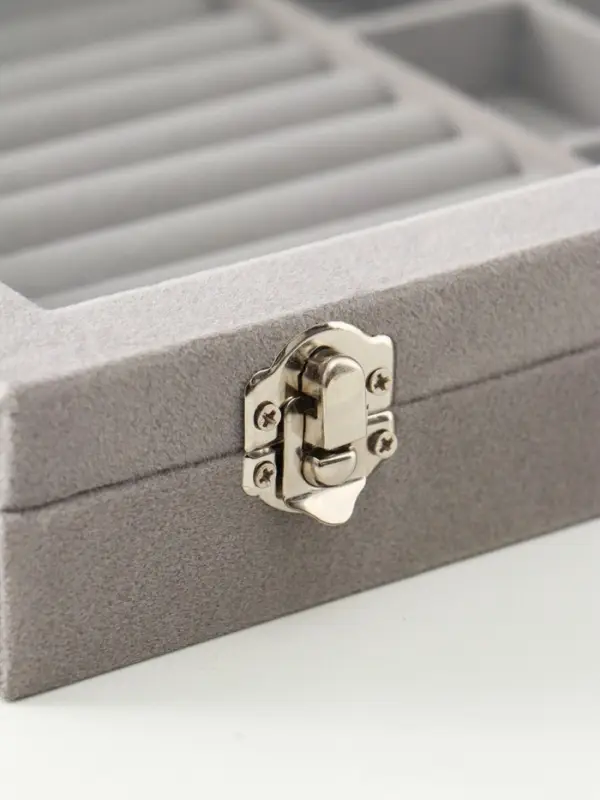 Шкатулка для украшений &laquo;Серый туман&raquo;, бархат, с замком, 5&times;20&times;28 см