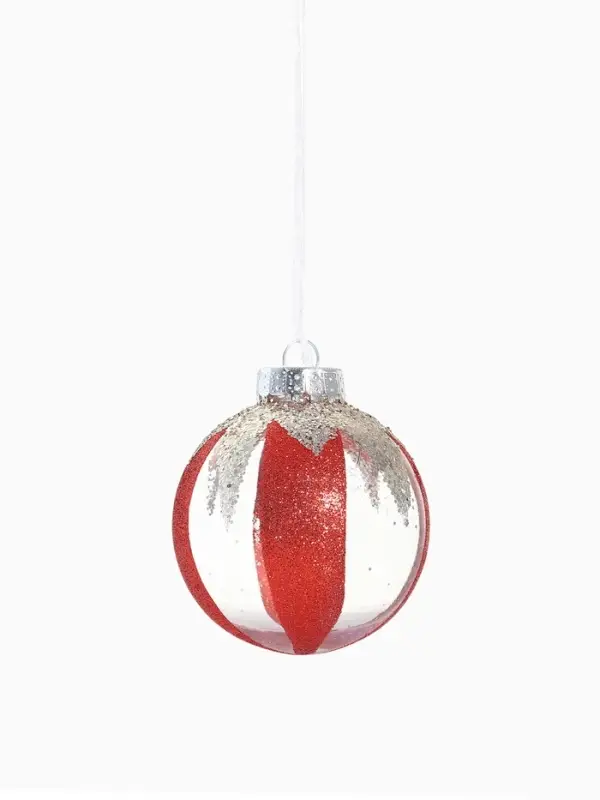 Ёлочные шары новогодние &laquo;Мелвин&raquo;, набор 6 шт., d=8 см, прозрачный/красно-белый