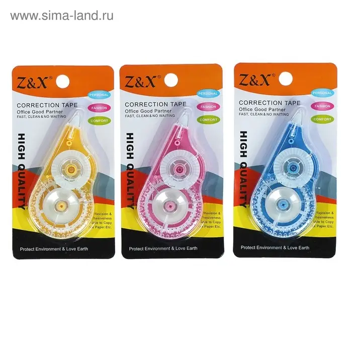 Корректор-лента 10 м &times; 5 мм, блистер, европодвес, корпус МИКС
