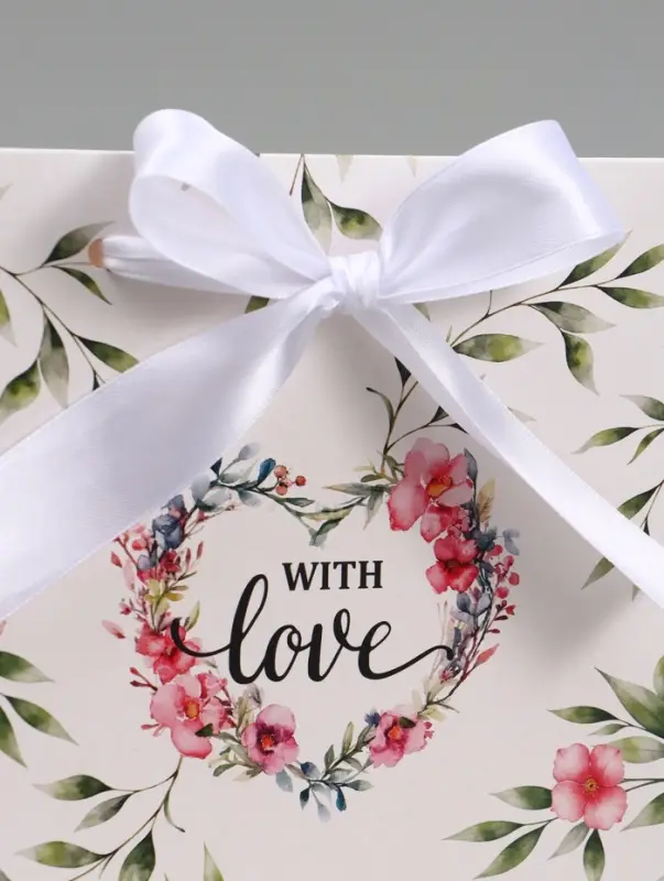 Коробка - переноска подарочная для цветов &laquo;С любовью&raquo;, 19&times;19&times;19 см, с лентами
