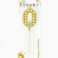 Свеча для торта &laquo;Элемент&raquo;, цифра "0" золотая