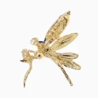 Брошь "Стрекоза" искристая, цвет сине-голубой в золоте