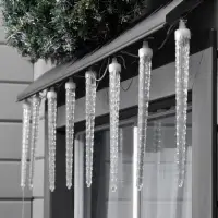 Гирлянда &laquo;Сосульки рифленые&raquo; 2.5&times;0.3 м, IP65, прозрачная нить, 192 LED, свечение белое с эффектом стекания, 12 В