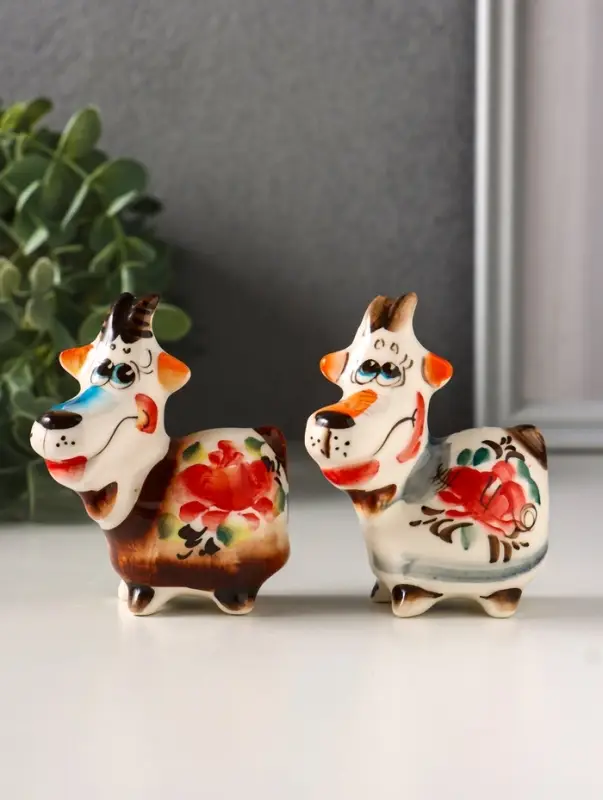 Фигурка фарфор &laquo;Маруся козочка&raquo;, 8.5 см, гжель цветная, МИКС