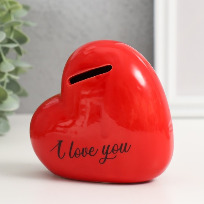 Копилка керамика Копилка керамика "Красное сердце - I love you" 11х5х10,5 см
