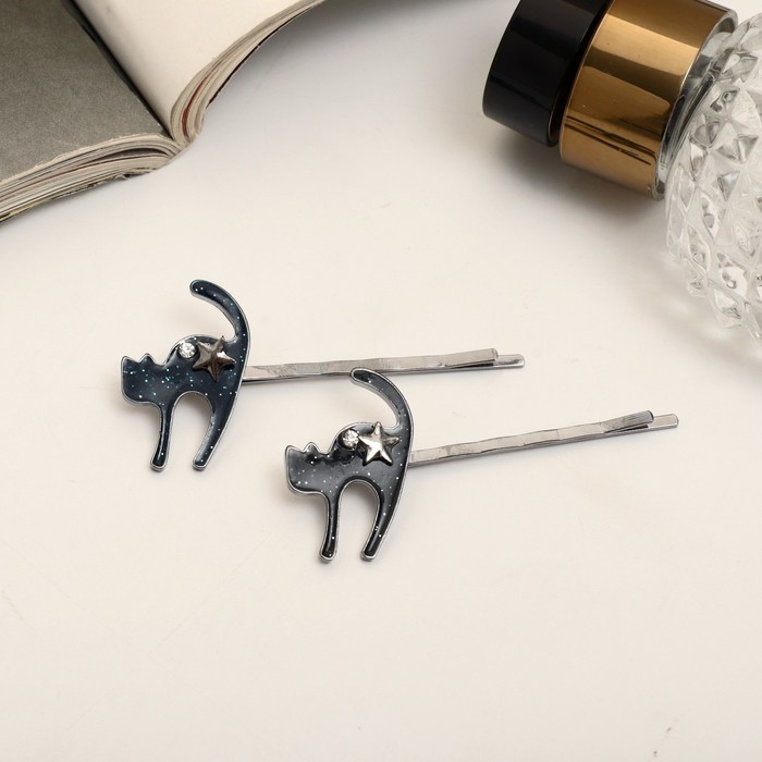 Невидимка для волос  Невидимка для волос "Кошечка со звездой" (набор 2 шт) 6 см