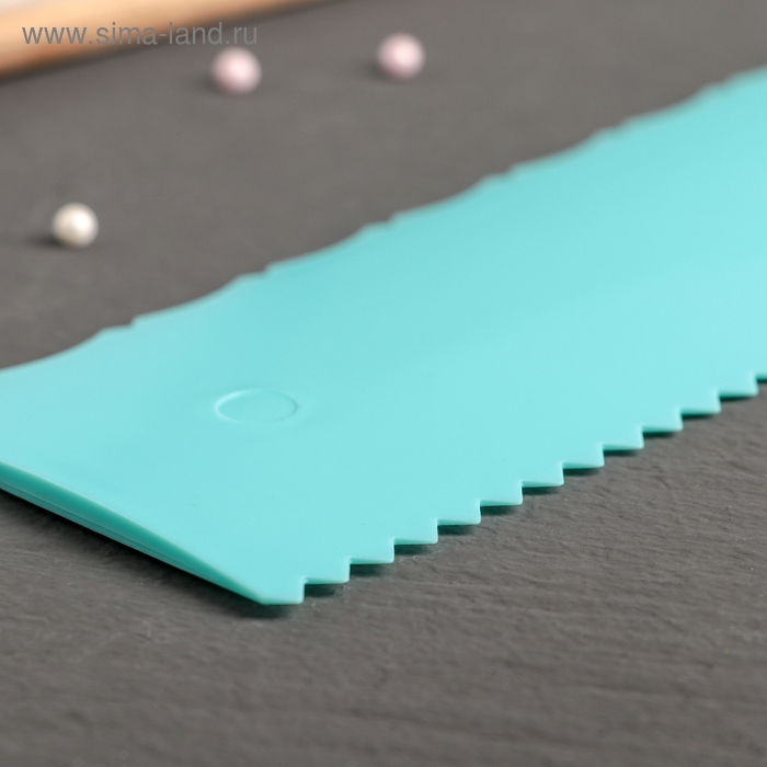 Шпатель кондитерский двойной Доляна «Узор», 25,5×7,5 см, цвет голубой Шпатель кондитерский двойной Доляна «Узор», 25,5×7,5 см, цвет голубой