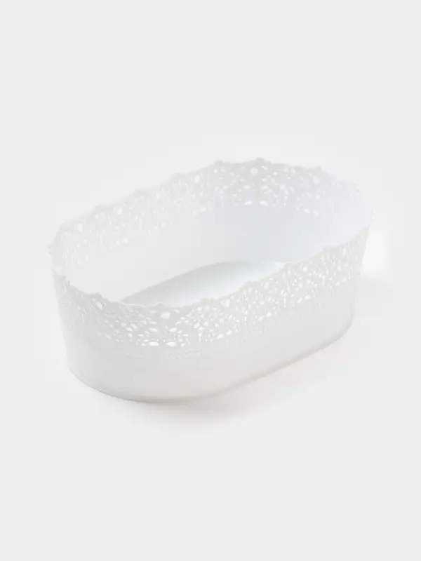 Корзинка для хлеба и фруктов IDEA &laquo;Ажур&raquo;, пластик, 14&times;22&times;8 см, белая