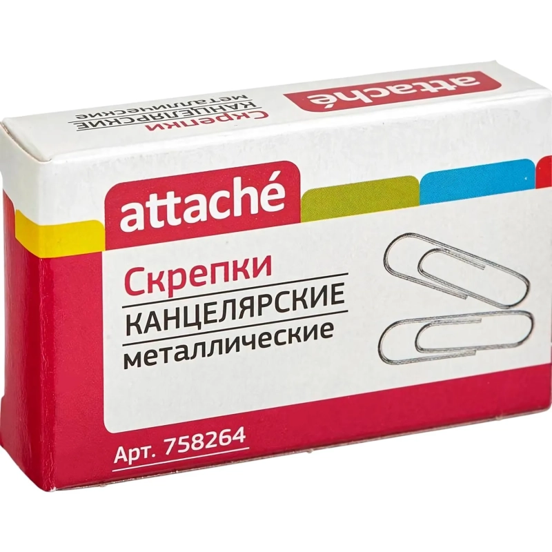 Скрепки металлические без. покрытия,28 мм, негофрирован.,100шт/уп