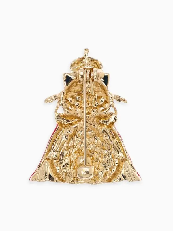 Брошь Брошь "Кошка Царица", цвет красно-белый в золоте