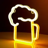 Неоновая вывеска &laquo;Кружка пенного&raquo; 22&times;22 см, от батареек ААх3, USB, свечение жёлто-белое