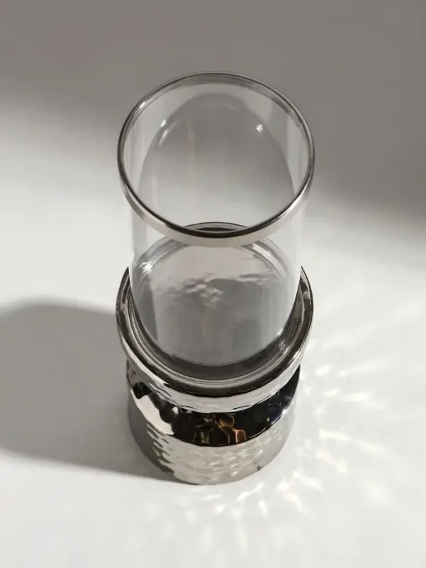 Подсвечник на 1 свечу &laquo;Омут&raquo;, керамика, стекло, d=8 см, серебро, 9.5&times;9.5&times;26 см