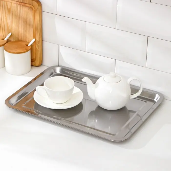 Поднос из нержавеющей стали, 40&times;30&times;2 см (&plusmn; 1 см)