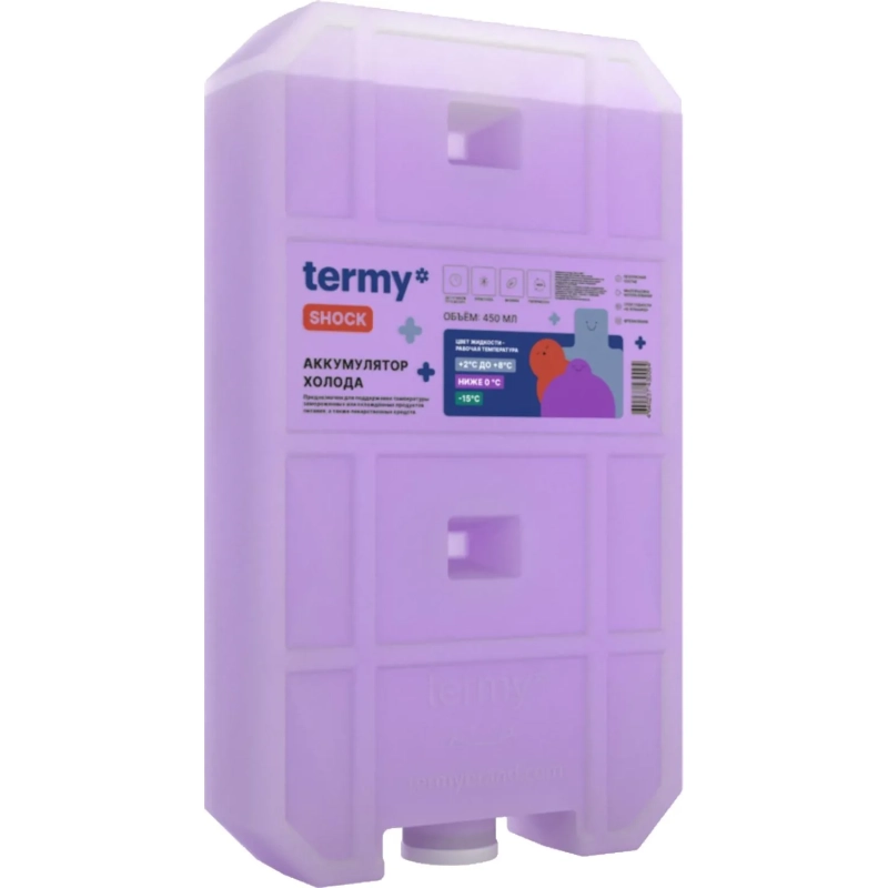 Аккумулятор холода 450 мл гелевый 0С Фиолет_ Пробка ТермиШок