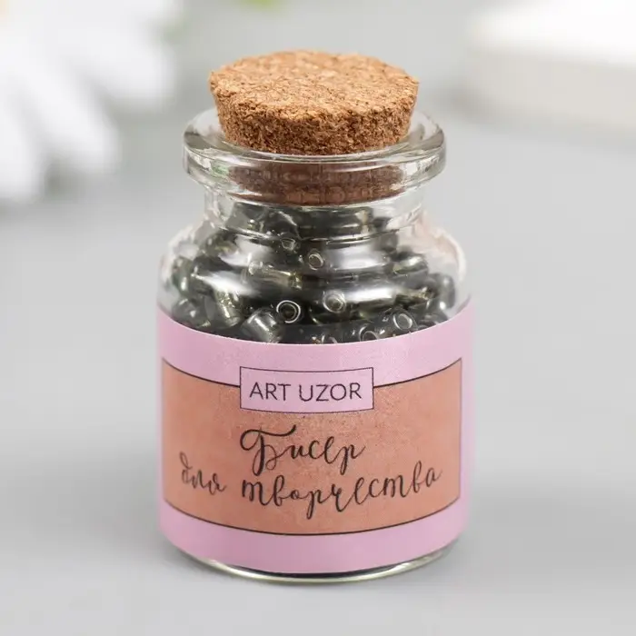 Бисер круглый 6/0 в бутылочке  Бисер круглый 6/0 в бутылочке "Золотистая корица" прозрачно-цветной 20 гр