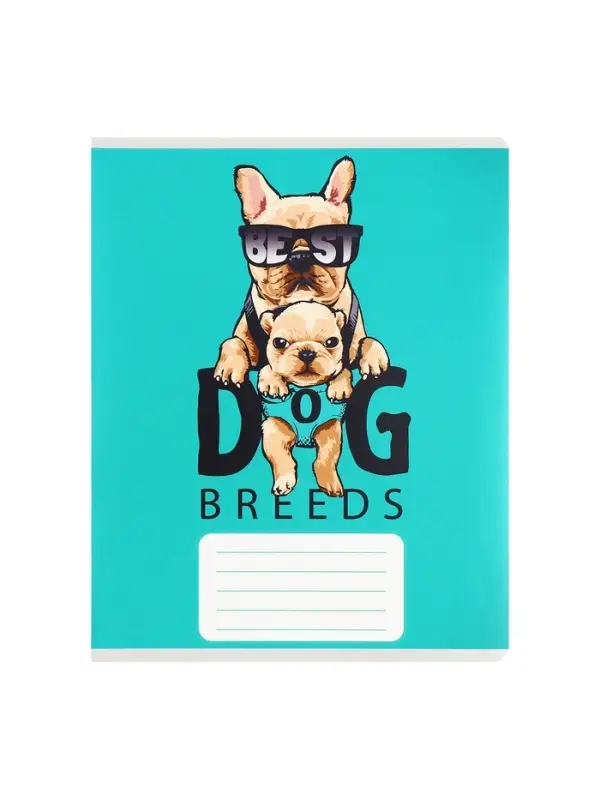 Комплект тетрадей из 10 штук, 12 листов в узкую линию Calligrata "Собачий стиль", обложка мелованный картон, ВД-лак, блок офсет, 5 видов по 2 штуки