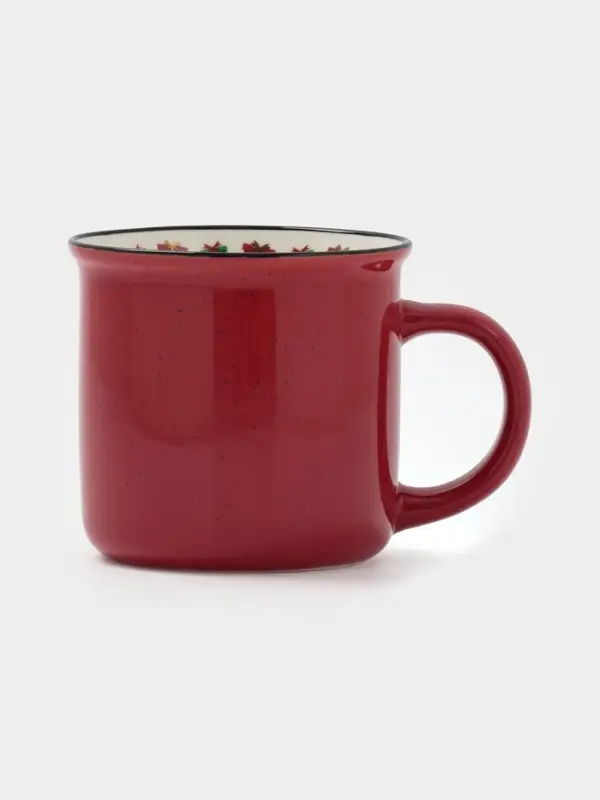 Кружка Доляна «Новогоднее настроение», 380 мл, фарфор, красная Кружка Доляна «Новогоднее настроение», 380 мл, фарфор, красная