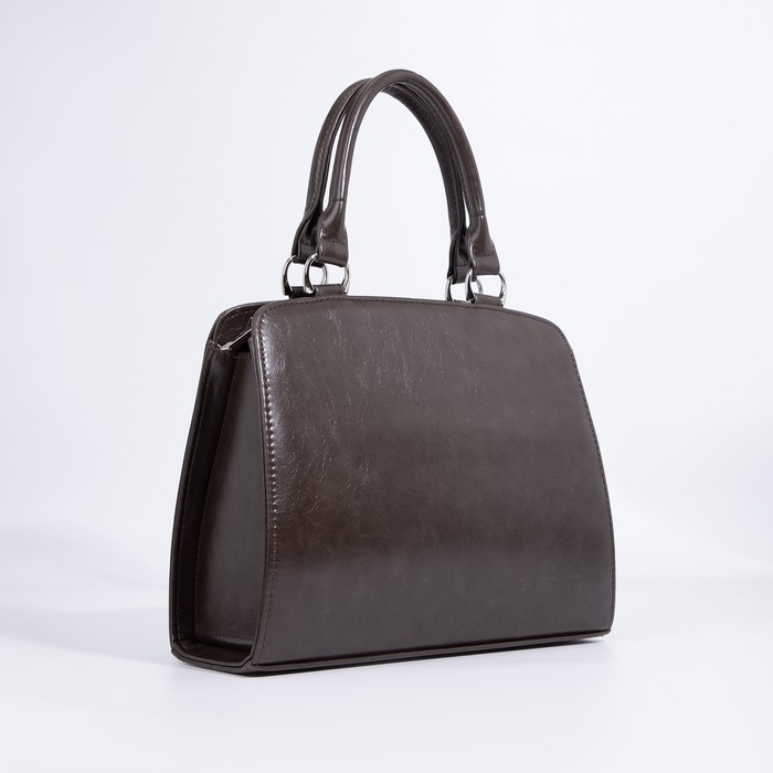 Сумка-тоут El Masta на молнии, наружный карман, длинный ремень, цвет тёмно-коричневый Сумка-тоут El Masta на молнии, наружный карман, длинный ремень, цвет тёмно-коричневый