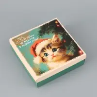 Коробка подарочная &laquo;Котёнок&raquo;, новогодняя, с крышкой, 20&times;20&times;6 см, разноцветная