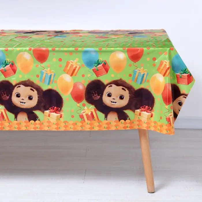 Скатерть одноразовая праздничная 120&times;180 см, 35 мкр, Чебурашка