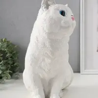 Фигурка (гипс) Кошка Белая окраска. Высота 31,5 см, Ширина 16 см, Длина 24 см.