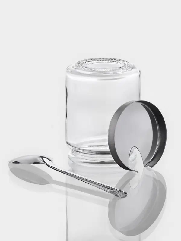 Набор для специй Доляна &laquo;Стиль&raquo;, 3 предмета: сахарница с ложкой 80 мл, солонка и перечница 50 мл, подставка-салфетница, стекло, прозрачный