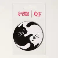 Зеркало карманное &laquo;Кошки&raquo;, d=7 см, белое, чёрное