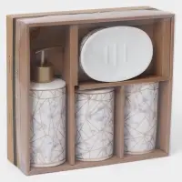 Аксессуары для ванной &laquo;Лофт&raquo;, 4 предмета, дозатор 250 мл, мыльница, 2 стакана, белые