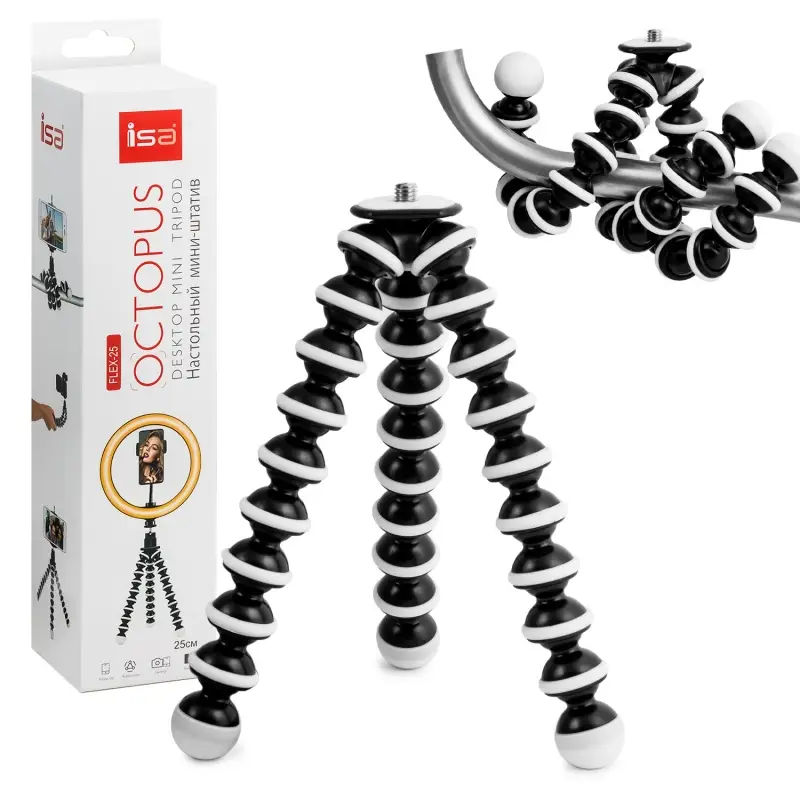 Мини-штатив FLEX-25 ISA 2в1 (для телефона и фотоаппарата)