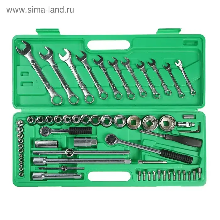 Набор инструментов в кейсе ТУНДРА, автомобильный, 1/2" и 1/4", 63 предмета