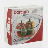 Кастрюля для запекания Paşabah&ccedil;e Borcam, 3 л, с крышкой, жаропрочное стекло, прозрачная