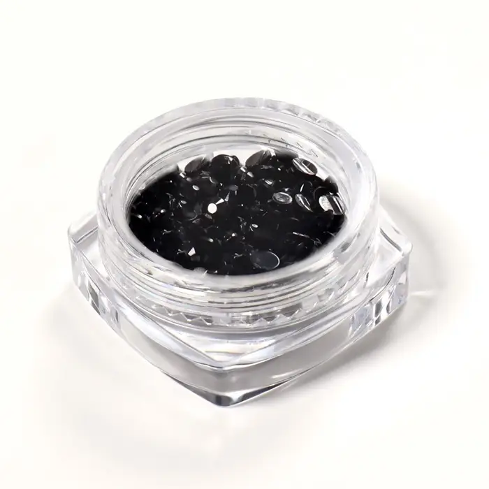 Стразы для декора, круглые, разноразмерные, чёрные