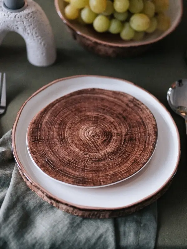 Блюдо для подачи Magistro Wood, 16&times;14&times;0.6 см, фарфор, коричневое