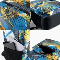 Рюкзак школьный на молнии, с карманом, с абстрактным принтом, однотонный, размер 29&times;12&times;42 см, голубой/жёлтый
