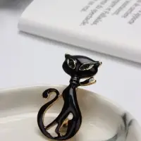 Брошь &laquo;Кошка&raquo; мур-мур, цвет чёрный в золоте