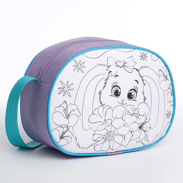 Сумка детская для девочки через плечо  Сумка детская для девочки через плечо "Кролик с цветами" 22х16 см