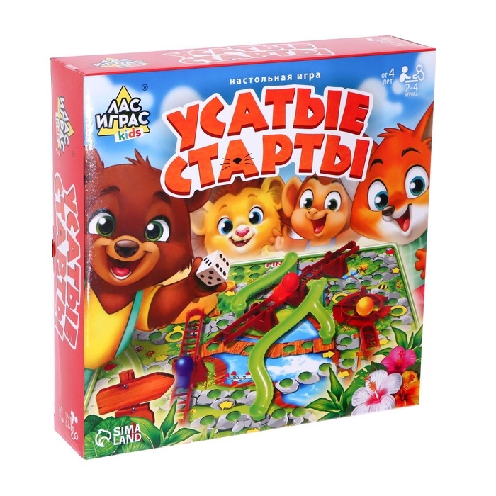 Настольная игра-бродилка «Усатые старты», 3D-поле, 2-4 игрока, 4+ Настольная игра-бродилка «Усатые старты», 3D-поле, 2-4 игрока, 4+